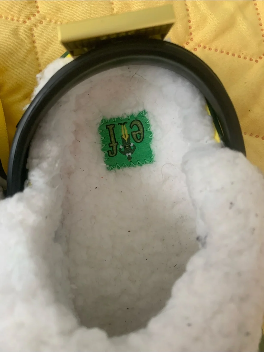 CROCS Kids Green Elf-Themed Clogs with White Sherpa Lining